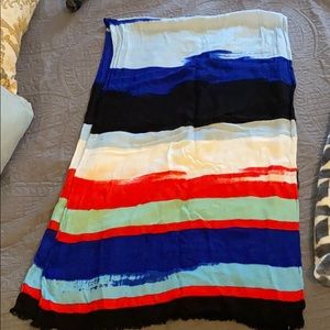 red. teal. black. white. royal & light blue scarf